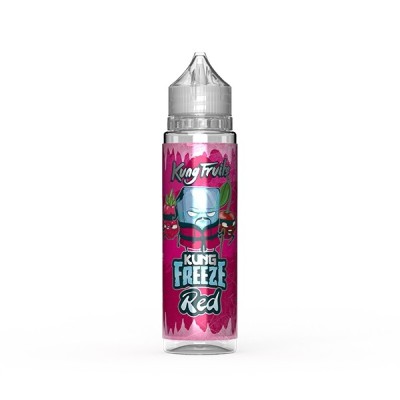 Bouteille e-liquide Kung Freeze Red 50ml, saveur fruits rouges, design coloré Bouteille e-liquide Kung Freeze Red 50ml, saveur fruits rouges, design coloré
