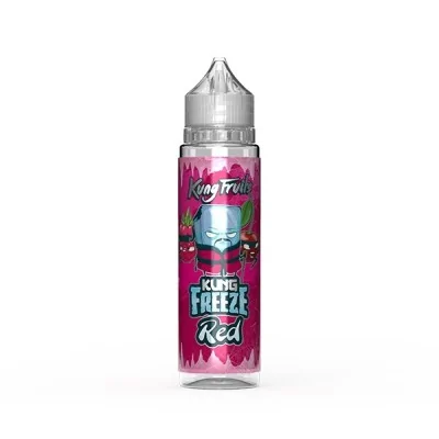 Bouteille e-liquide Kung Freeze Red 50ml, saveur fruits rouges, design coloré