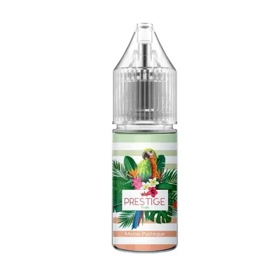 Flacon e-liquide Prestige Fruits Melon Pastèque Salt 10ml, design tropical et parrot