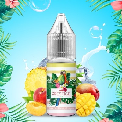 E-liquide tropical Prestige Fruits ananas pêche mangue, flacon avec fruits exotiques E-liquide tropical Prestige Fruits ananas pêche mangue, flacon avec fruits exotiques