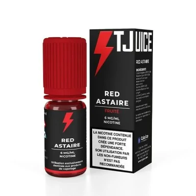 E-liquide Red Astaire TJuice 10ml, flacon rouge et noir avec logo éclair, nicotine 6mg/ml