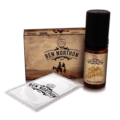 Produit Ben Northon : flacon Love Blond 10ml, boîte et sachet sur fond blanc Produit Ben Northon : flacon Love Blond 10ml, boîte et sachet sur fond blanc