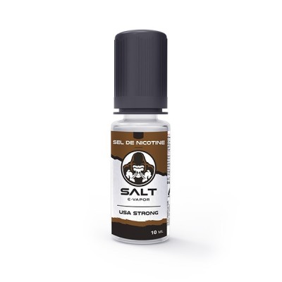Flacon de e-liquide Salt E-Vapor USA Strong 10ml, sel de nicotine, saveur tabac fort