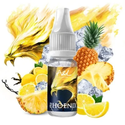 E-liquide Phoenix : mélange d'arômes ananas, citron et notes fraîches avec flacon