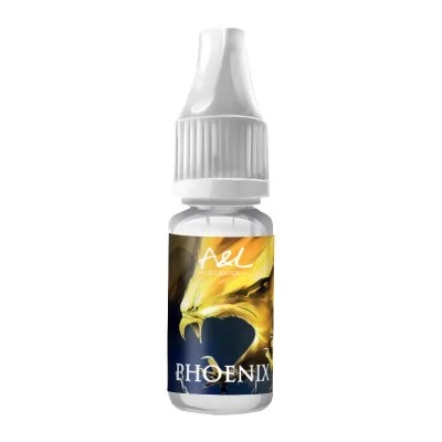 Flacon d'arôme Phoenix 10ml Ultimate avec illustration d'un phénix doré sur fond bleu