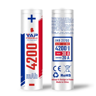 Batterie rechargeable IMR 21700 Vap Procell 4200mAh, haute capacité pour vapoteuse Batterie rechargeable IMR 21700 Vap Procell 4200mAh, haute capacité pour vapoteuse