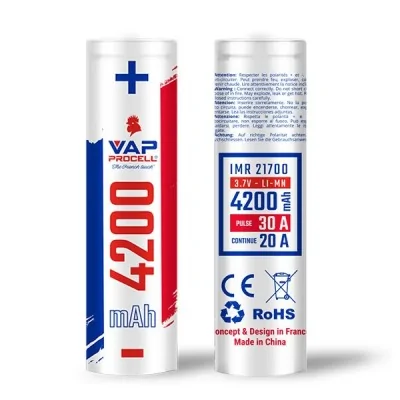 Batterie rechargeable IMR 21700 Vap Procell 4200mAh, haute capacité pour vapoteuse