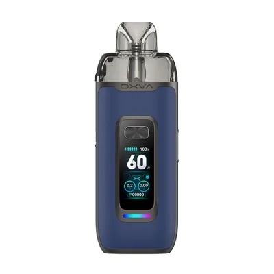 Kit OXVA VPrime bleu avec écran numérique et pod transparent, cigarette électronique