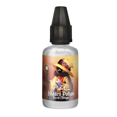 Flacon de e-liquide Hidden Potion Secret Mango 30ml, illustration manga colorée