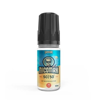 Booster de nicotine Nicomax 50/50 10ml pour e-cigarette, flacon avec étiquette bleue