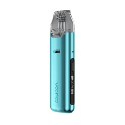 Kit Pod Vmate Pro 900mAh Voopoo bleu turquoise, cylindrique avec réservoir transparent