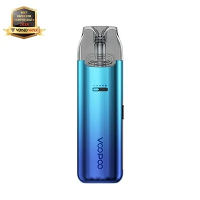 Kit Pod Vmate Pro 900mAh Voopoo bleu dégradé avec réservoir transparent et médaille