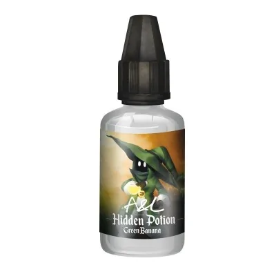 Flacon de concentré aromatique Hidden Potion parfum banane verte avec dessin de dragon