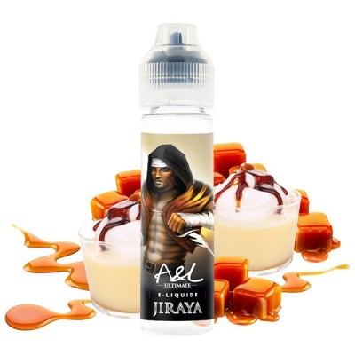 E-liquide Jiraya 50ml saveur île flottante caramel avec illustration et ingrédients