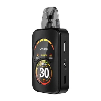 Kit Pod Argus A 1100mAh Voopoo, noir avec écran coloré affichant 30W et niveau batterie