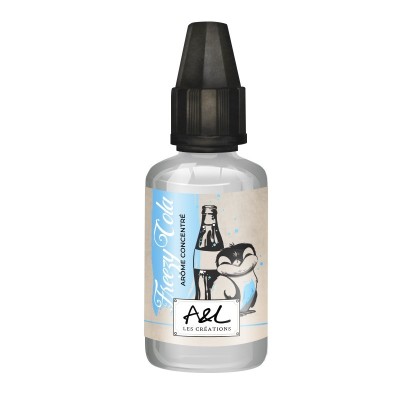 Flacon de concentré Freezy Cola 30ml Les Créations avec dessin de pingouin et bouteille Flacon de concentré Freezy Cola 30ml Les Créations avec dessin de pingouin et bouteille
