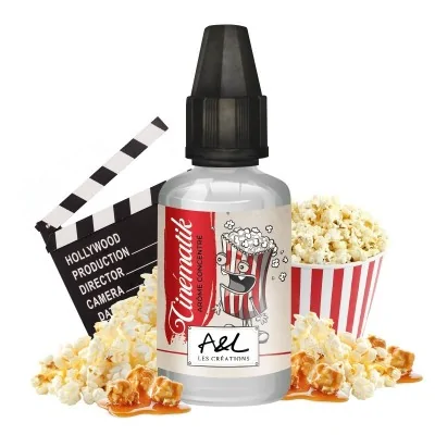 Concentré Cinematik Maïs Soufflé Caramel avec clap cinéma et popcorn, saveur cinéma