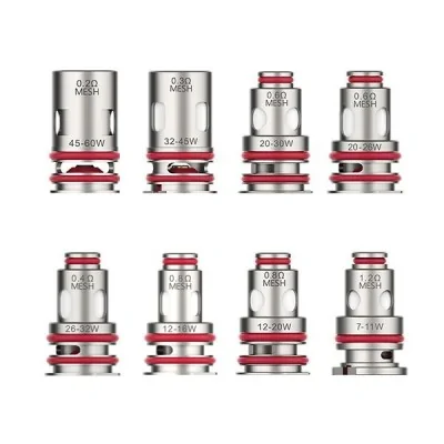 Résistances GTX 2 Mesh Vaporesso, différentes puissances, rangées en 2 lignes de 4 coils