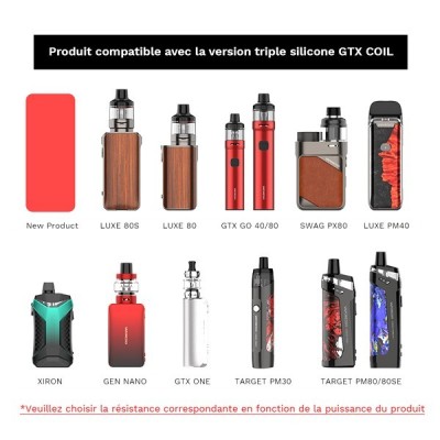 Gamme de cigarettes électroniques compatibles avec résistances GTX, diverses formes et couleurs Gamme de cigarettes électroniques compatibles avec résistances GTX, diverses formes et couleurs
