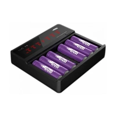 Chargeur de batterie Efest Luc V6 avec 6 emplacements et écran LED, pour batteries 18650 Chargeur de batterie Efest Luc V6 avec 6 emplacements et écran LED, pour batteries 18650