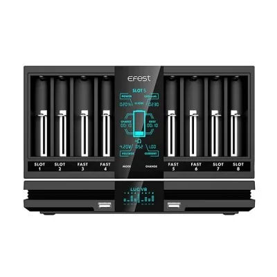 Chargeur de batterie Efest Luc V8 Double Screen avec 8 slots et écran LCD Chargeur de batterie Efest Luc V8 Double Screen avec 8 slots et écran LCD