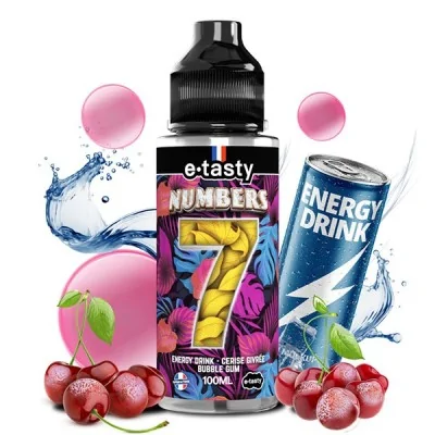 E-liquide Numbers 7 e.Tasty 100ml saveur Energy Drink avec cerises et bulles roses E-liquide Numbers 7 e.Tasty 100ml saveur Energy Drink avec cerises et bulles roses