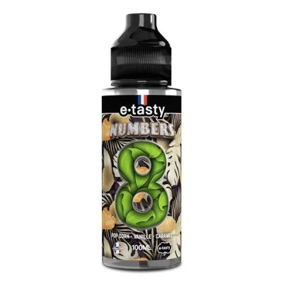 E-liquide Numbers 8 par E-tasty, saveur Pop Corn Vanille Caramel, flacon 100ml E-liquide Numbers 8 par E-tasty, saveur Pop Corn Vanille Caramel, flacon 100ml