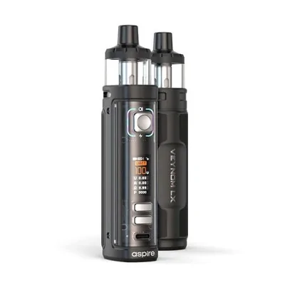 Kit Pod Veynom LX Aspire noir avec batterie 3200mAh, double réservoir et écran OLED