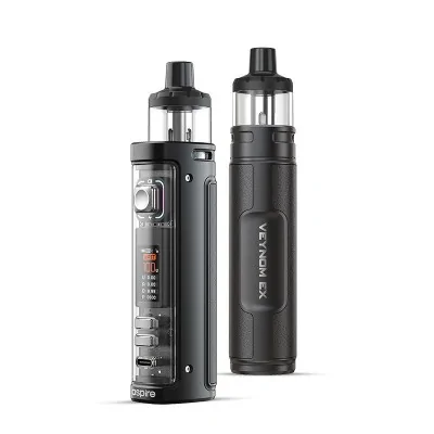 Kit Pod Veynom EX 100W Aspire, deux modèles de cigarettes électroniques noires Kit Pod Veynom EX 100W Aspire, deux modèles de cigarettes électroniques noires