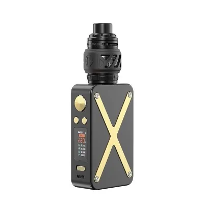 Kit Revolto 220W Aspire, box mod noire avec X doré et atomiseur, cigarette électronique Kit Revolto 220W Aspire, box mod noire avec X doré et atomiseur, cigarette électronique