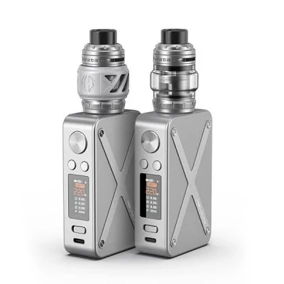 Kit Revolto 220w Aspire, cigarette électronique grise avec écran et réservoir, deux modèles Kit Revolto 220w Aspire, cigarette électronique grise avec écran et réservoir, deux modèles