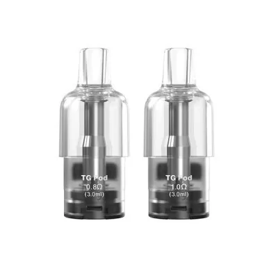 Deux pods de remplacement Cyber G Aspire de 3ml transparents avec embouts noirs Deux pods de remplacement Cyber G Aspire de 3ml transparents avec embouts noirs