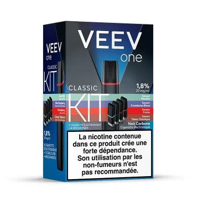 Kit Veev One Classic e-cigarette, 1,8% nicotine, avec avertissement sanitaire en français
