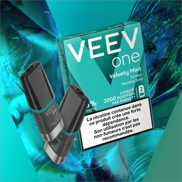 2 Pods pré-remplis Veev One Velvety Mint  Saveur Menthe Anis