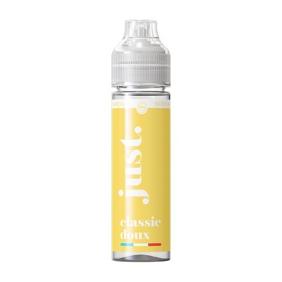 Flacon de e-liquide Just Classic Doux 50ml, couleur jaune pâle, bouchon blanc