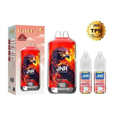 Kit e-liquide JNR avec bouteilles de 100ml et 10ml, logo aigle flamboyant, badge TPC Kit e-liquide JNR avec bouteilles de 100ml et 10ml, logo aigle flamboyant, badge TPC