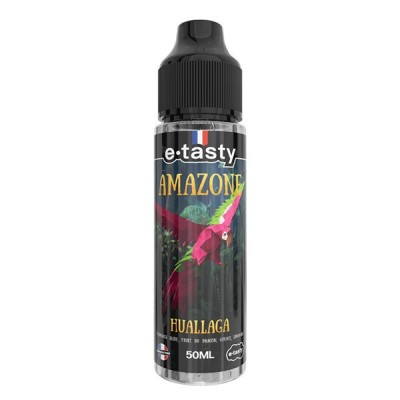 E-liquide e-tasty Amazone Huallaga 50ml, flacon noir avec étiquette colorée tropicale E-liquide e-tasty Amazone Huallaga 50ml, flacon noir avec étiquette colorée tropicale