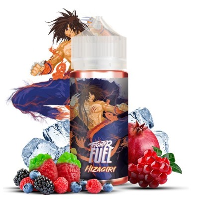 E-liquide Fighter Fuel Hizagiri avec fruits rouges, glace et personnage manga en action