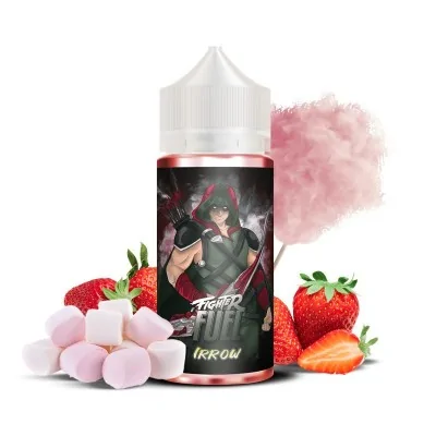 E-liquide Irrow Fighter Fuel 100ml avec fraises, guimauves et nuage rose, illustration manga E-liquide Irrow Fighter Fuel 100ml avec fraises, guimauves et nuage rose, illustration manga