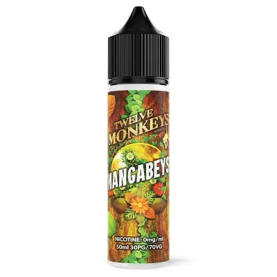 E-liquide Mangabeys 50ml Twelve Monkeys, saveur mangue, flacon avec étiquette colorée