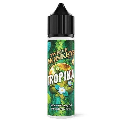 Flacon e-liquide Tropika 50ml Twelve Monkeys, design jungle verte et étiquette dorée