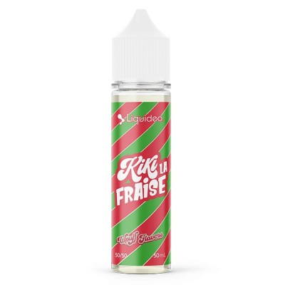 Flacon e-liquide Kiki La Fraise 50ml Wpuff Flavors Liquideo, parfum fraise, design vert et rose