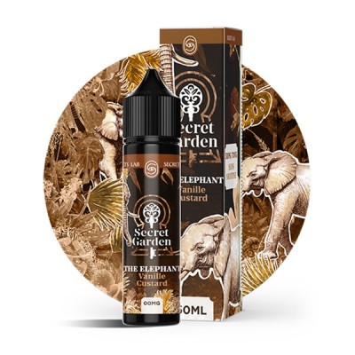 Flacon de e-liquide Secret Garden The Elephant 50ml avec packaging et motif éléphant Flacon de e-liquide Secret Garden The Elephant 50ml avec packaging et motif éléphant