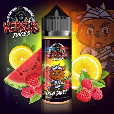 E-liquide Iron Biket Versus Juice 100ml, fruits rouges et agrumes, personnage animal E-liquide Iron Biket Versus Juice 100ml, fruits rouges et agrumes, personnage animal