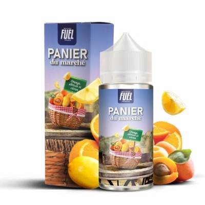 E-liquide Panier du Marché aux agrumes et abricot, Maison Fuel 100ml, fruits et flacon