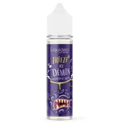 Bouteille e-liquide Liquideo Freeze Ice Demon 50ml, saveur fruitée, design violet