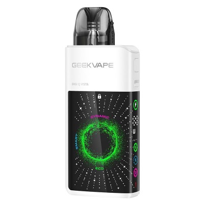 Kit Pod Digi Q Vista GeekVape, design noir et blanc avec cercle lumineux vert sur l'écran