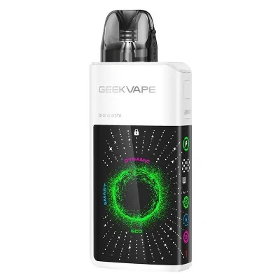 Kit Pod Digi Q Vista GeekVape, design noir et blanc avec cercle lumineux vert sur l'écran Kit Pod Digi Q Vista GeekVape, design noir et blanc avec cercle lumineux vert sur l'écran