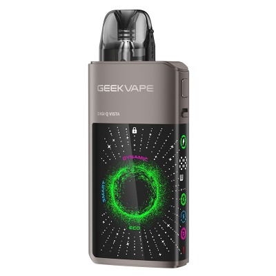 Kit Pod Digi Q Vista GeekVape, gris avec écran LED vert circulaire, batterie 1600mAh
