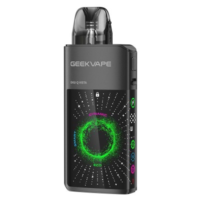 Kit Pod Digi Q Vista GeekVape noir avec écran LED circulaire vert, batterie 1600mAh